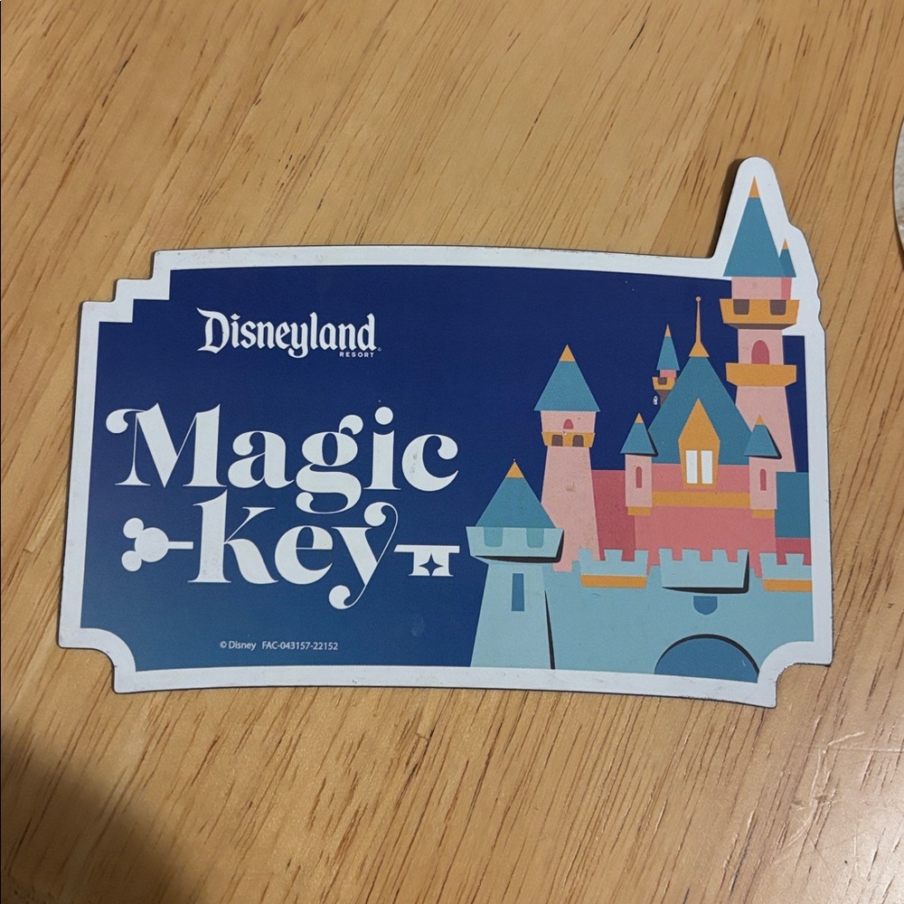 Disney Magic Key Sticker with Blue and Pink Castle